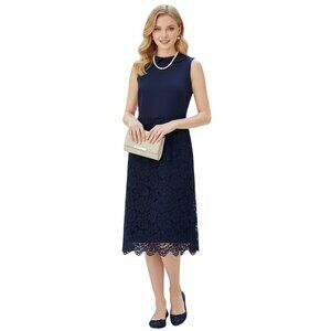 Nanette Lepore Navy Peter Pan Collar Lace Overlay Fit Flare Dress Sz 4 Feminine